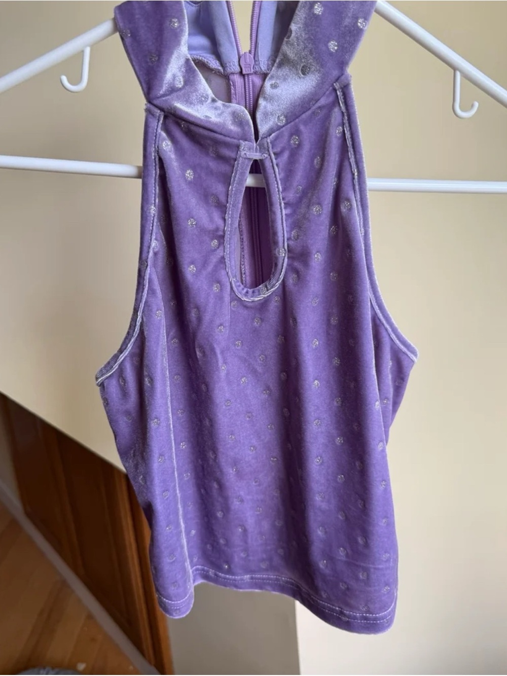 ROMWE Purple Velvet Racerback Tank with Gold Dot Accents